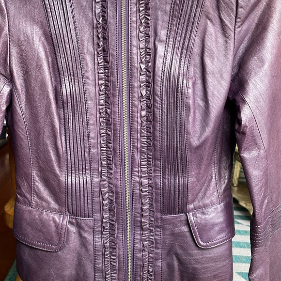 Danier Leather Jacket Size 2XS 4 Color Purple - Picture 5 of 7